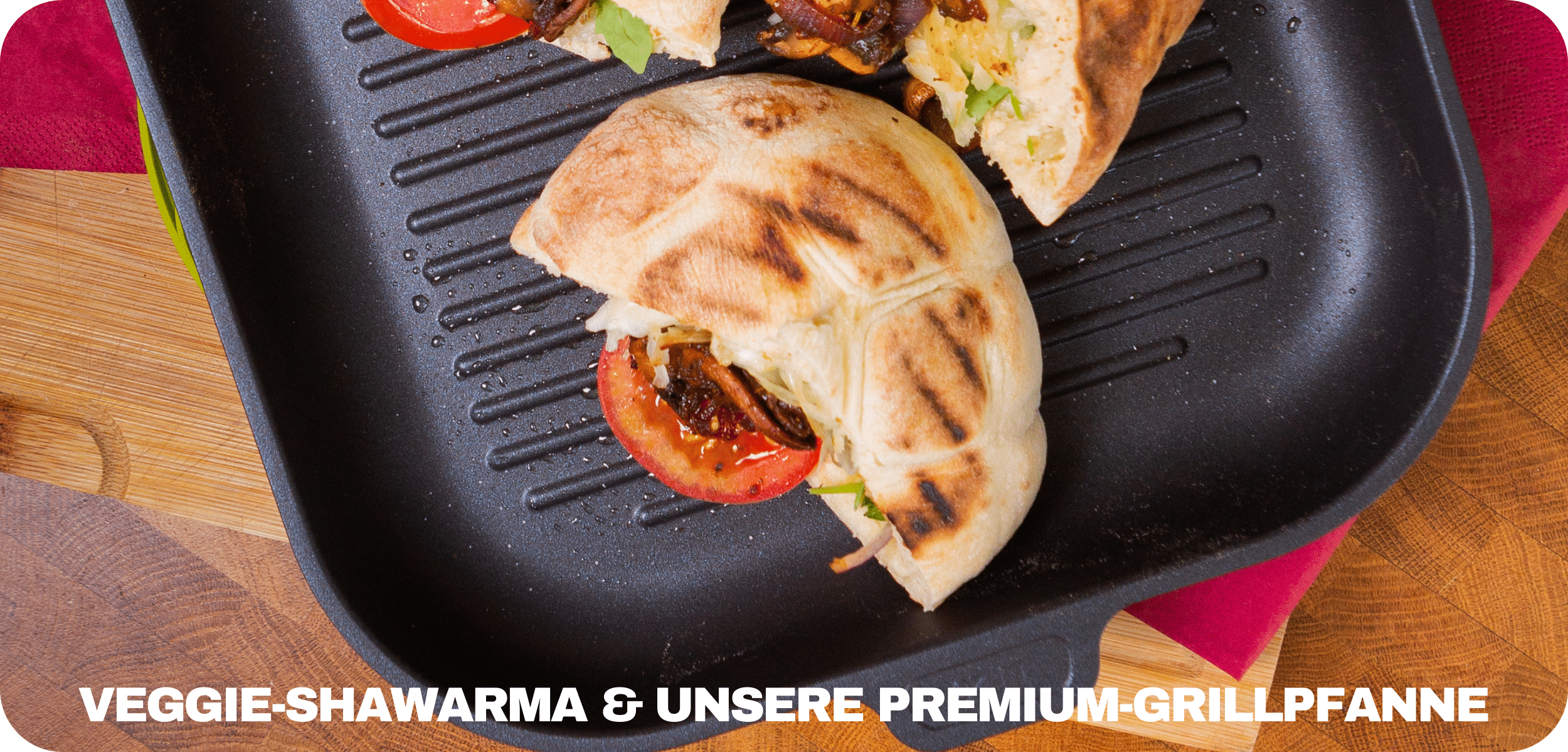 Pilz-Shawarma im Pitabrot in der Gundel Grillpfanne