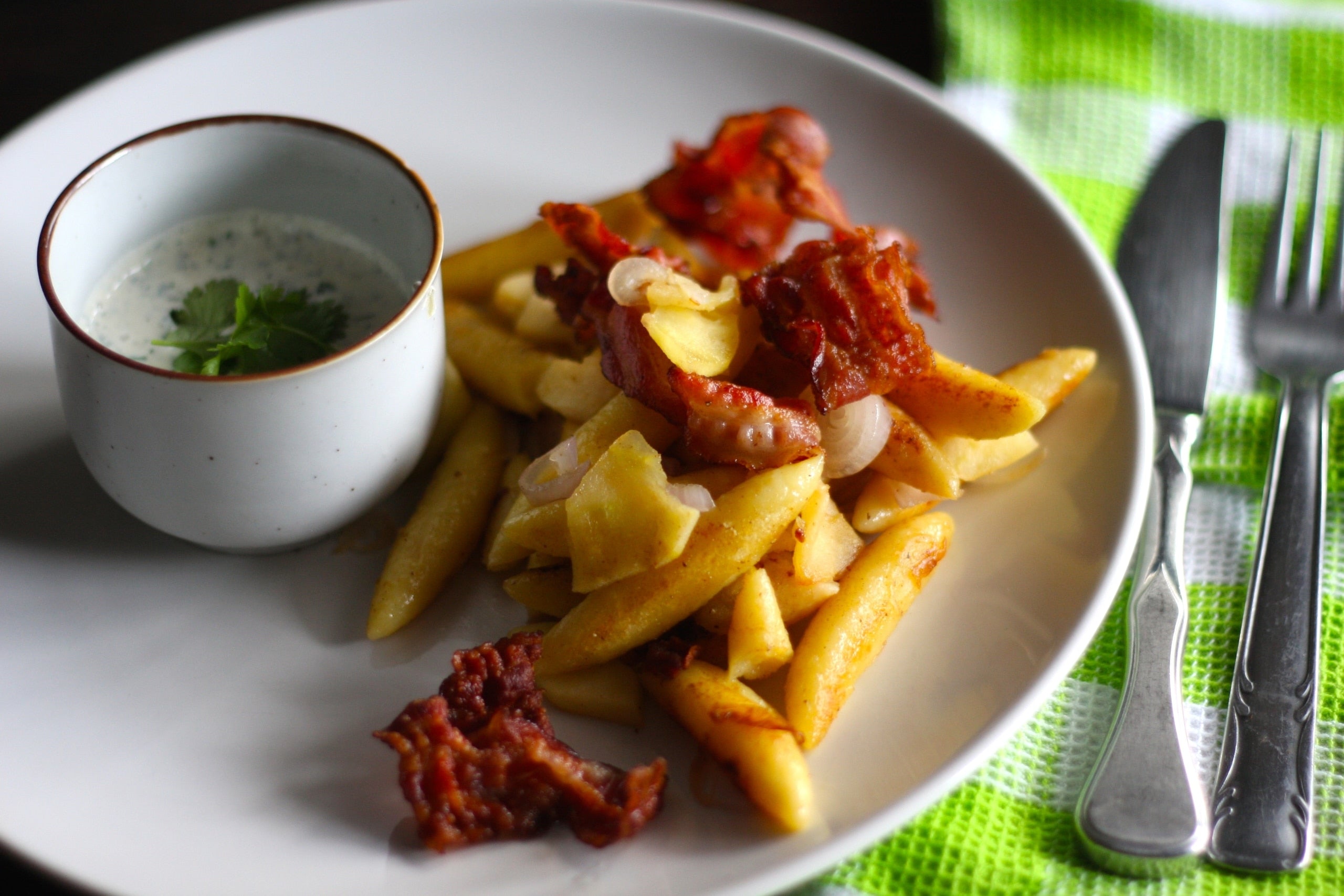 Schupfnudeln mit Speck und Apfel