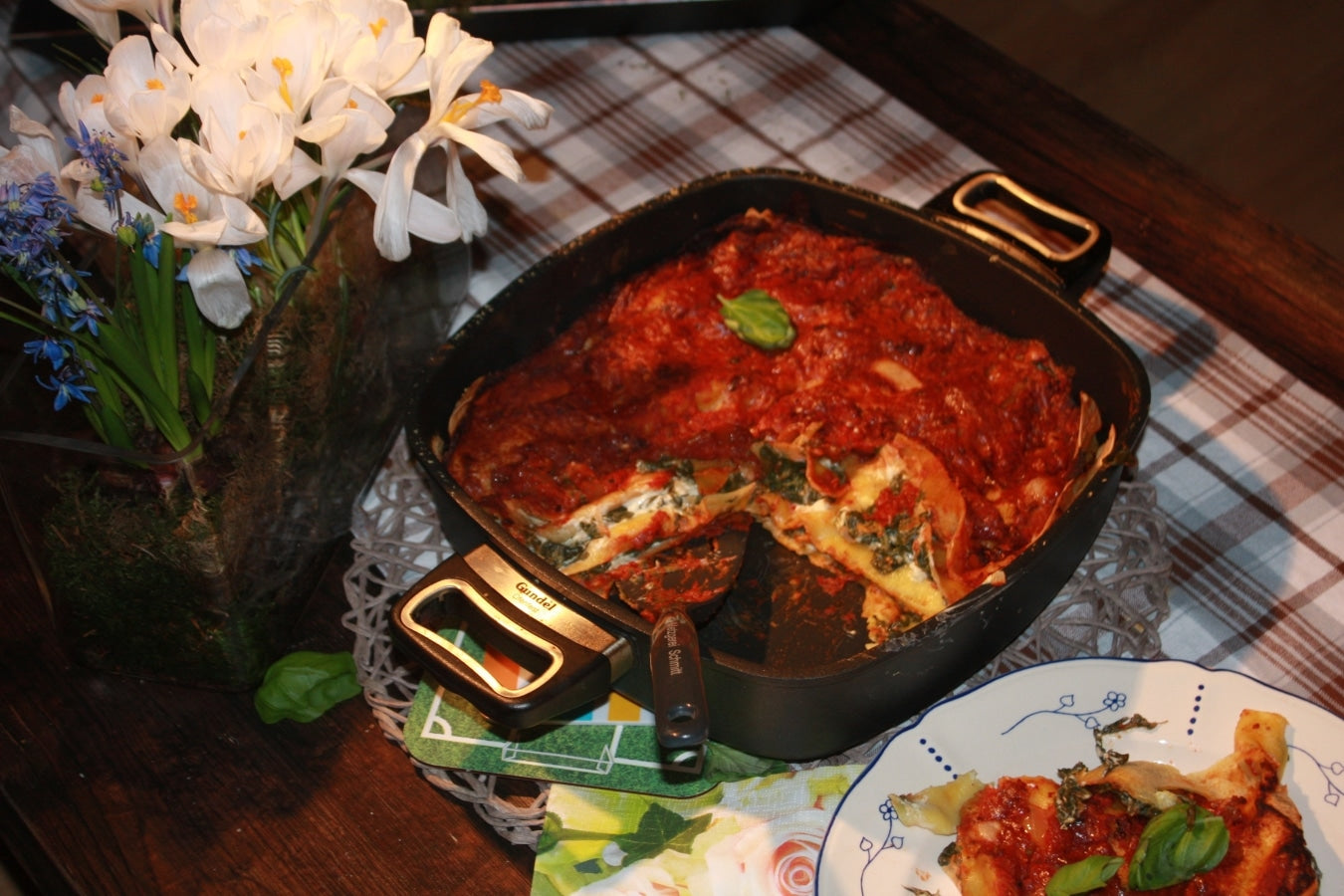 Spinatlasagne mit Frischkäse