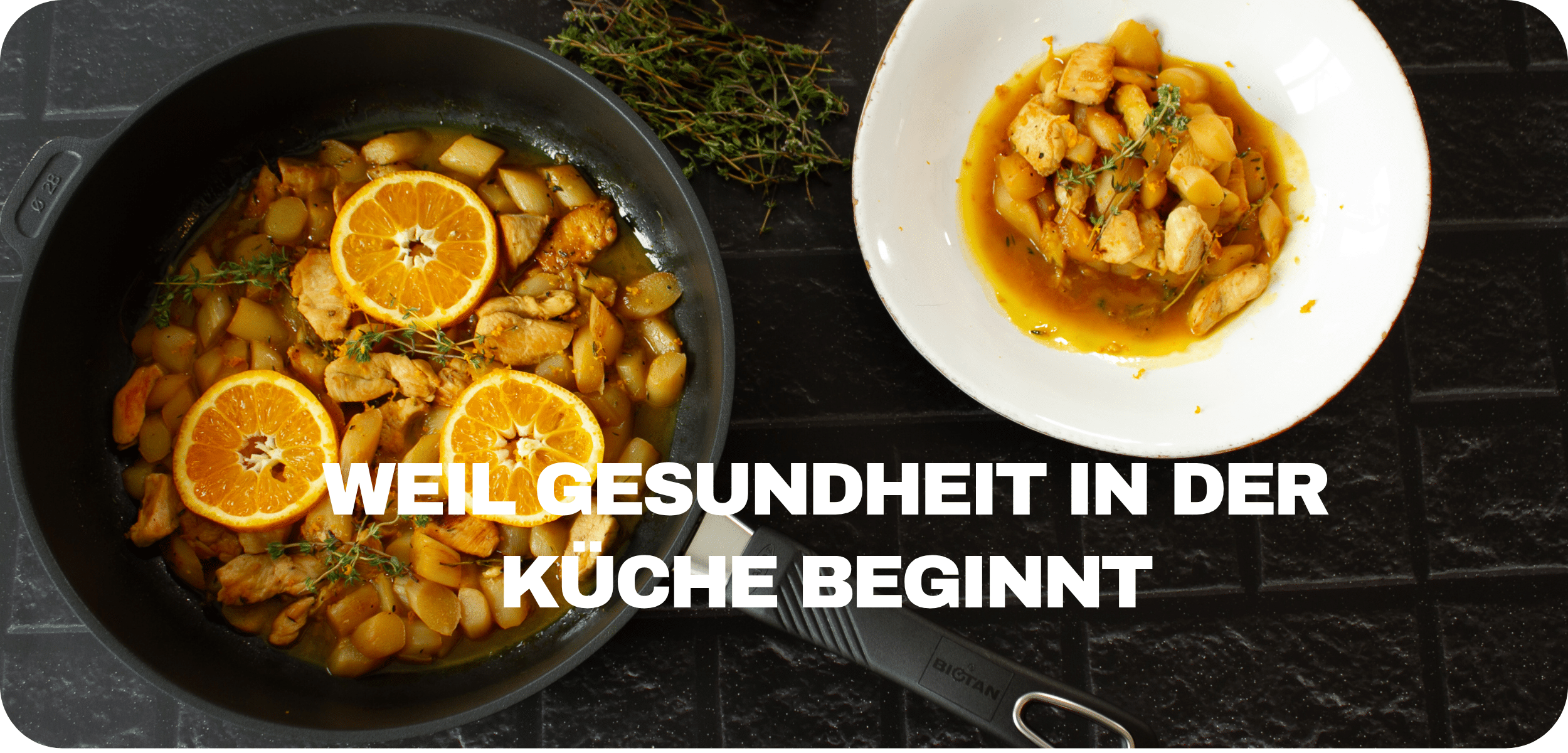 Spargel-Orangenpfanne mit Hähnchen & Thymian