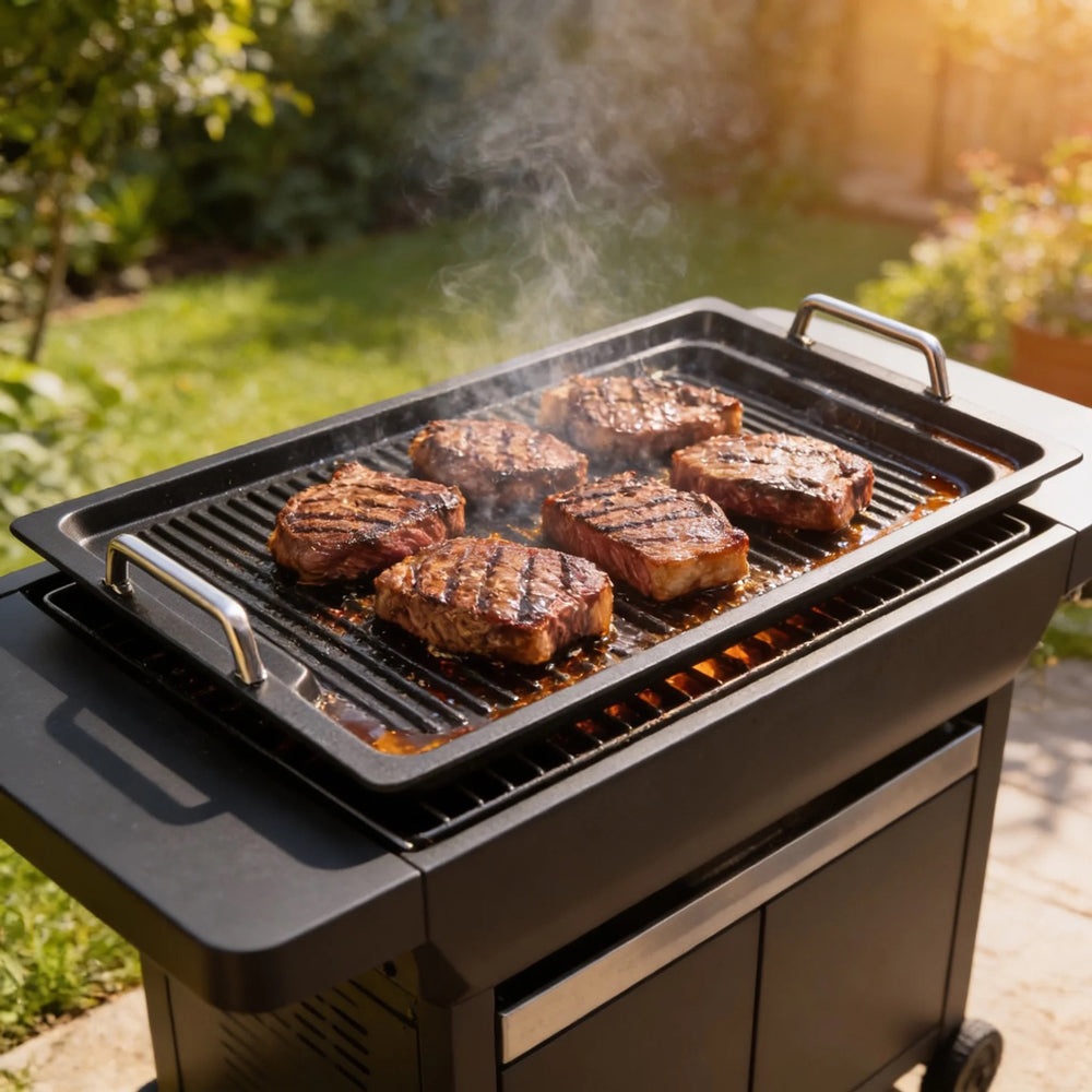 Guss-Grillplatte mit Seitengriffen 53 x 33 cm - Grillboden