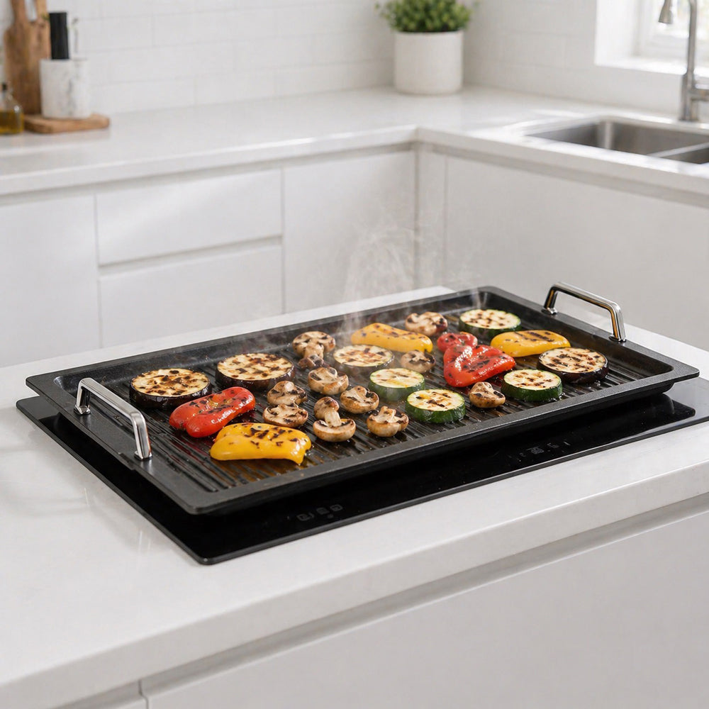 Guss-Grillplatte mit Seitengriffen 53 x 33 cm - Grillboden