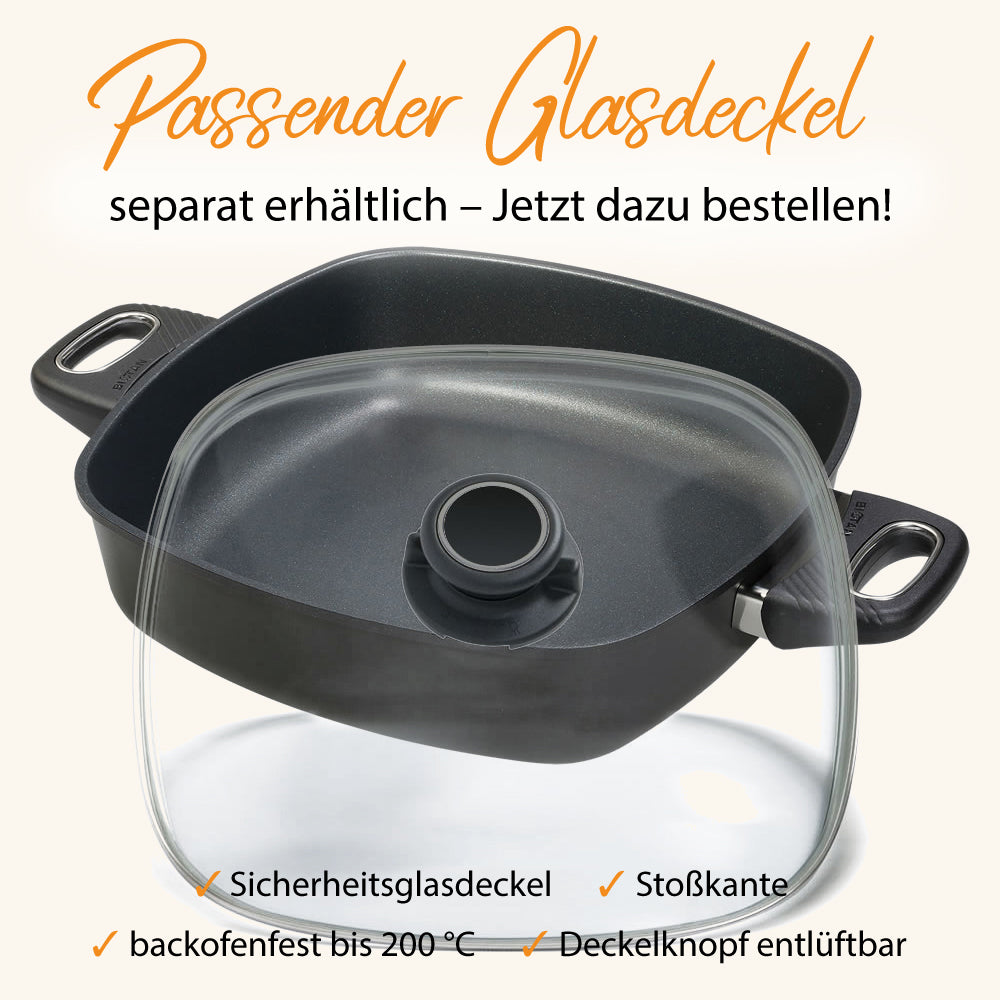 Guss-Schmorpfanne eckig 28 x 28 cm