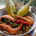 Paella mit Hähnchen und Crevetten