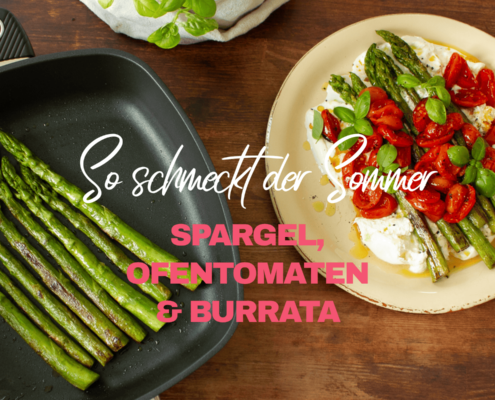 Grüner Spargel mit Ofentomaten & Burrata