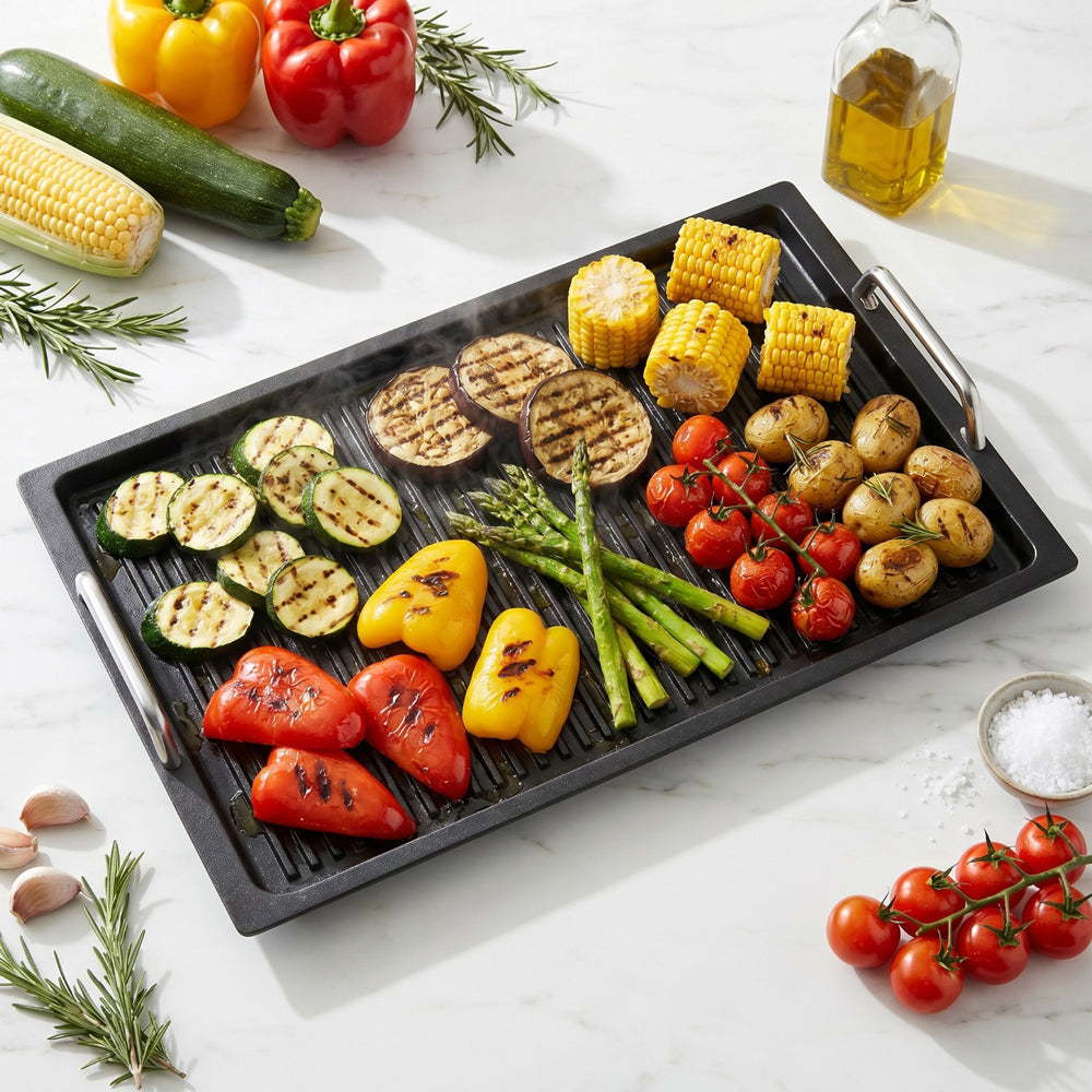 Guss-Grillplatte mit Seitengriffen 53 x 33 cm - Grillboden