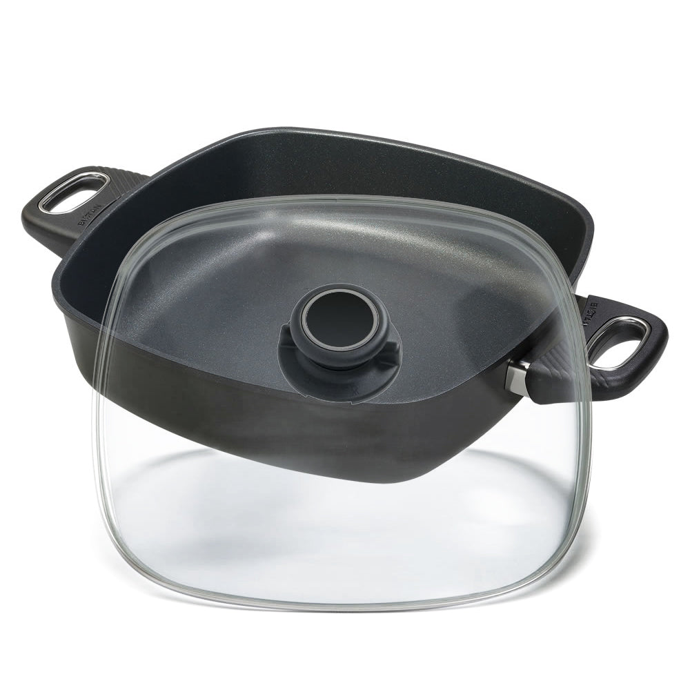 Set Schmorpfanne 28 x 28 cm eckig mit Glasdeckel